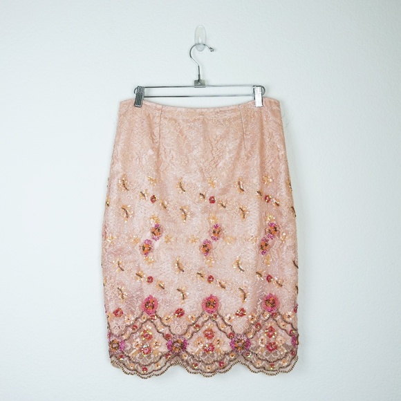 Chetta B Dresses & Skirts - Chetta B Blush Pink embroidered scalloped hem